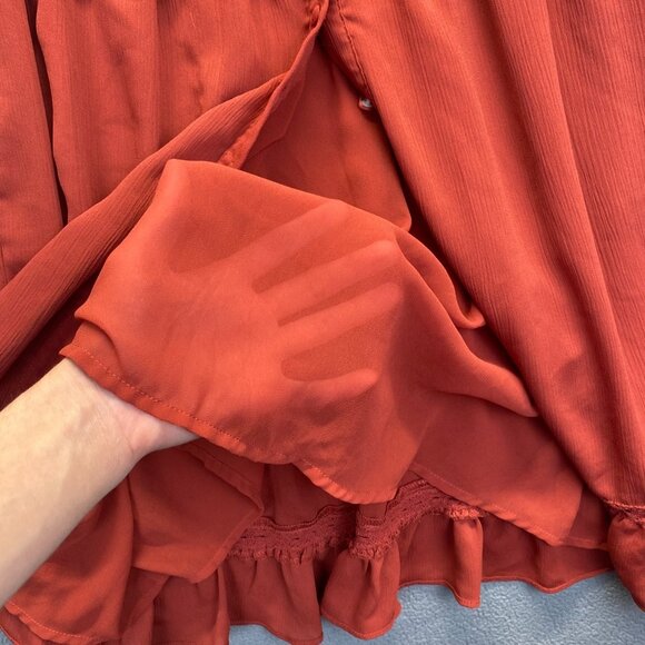 Miami Mi Ami Francesca’s Ruffle Dress size M Buttons V Neck,Lined,Casual,Preppy - Picture 11 of 12